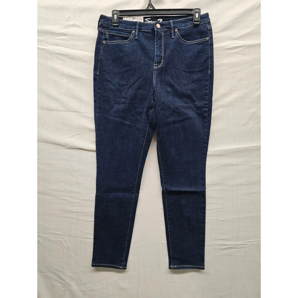 Seven7 Womens Skinny High Rise Jeans Blue Cotton Blend Casual Size 12